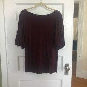 Cranberry Blouse with Ruffled Sleeves